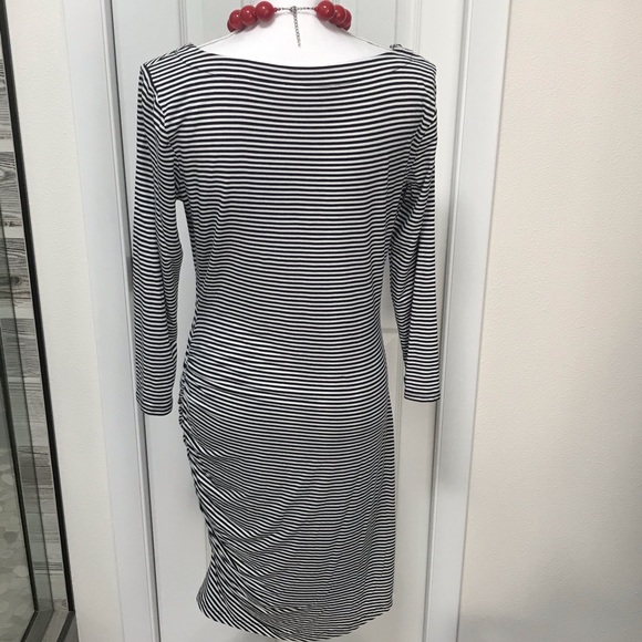 BANANA REPUBLIC  Navy White Striped Modal Blend Pullover Dress Sz M - Picture 4 of 8